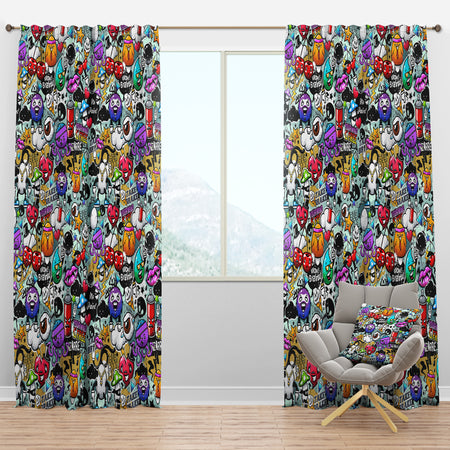 Graffiti Texture - Modern Curtain Panels