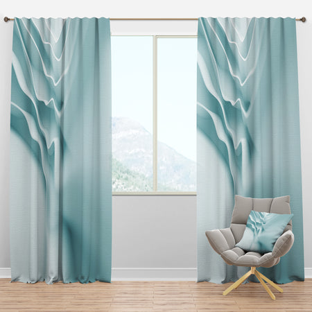 3D Light Blue Abstract Architecture - Modern & Contemporary Curtain Panels