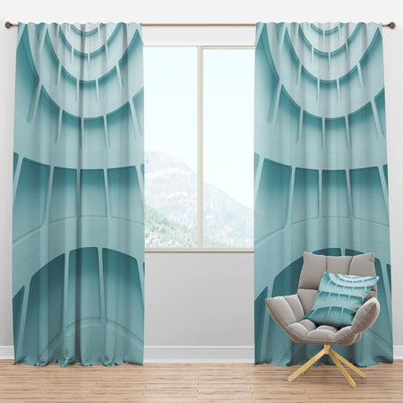 3D licht Blue Architectural Design - Modern & Contemporary Curtain Panels