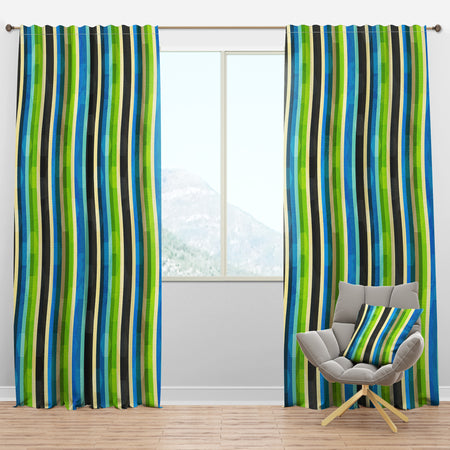 Blue, Yellow, Blue, Green and Black Colored curves - Modern & Contemporary Curtain Panels