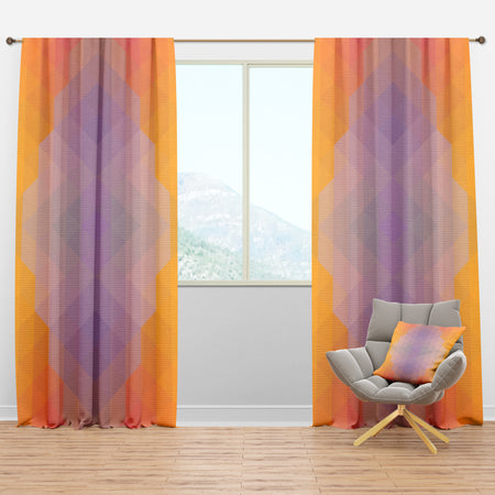 Dotted Triangular Geometry in Yellow and Purple - Modern & Contemporary Curtain Panels