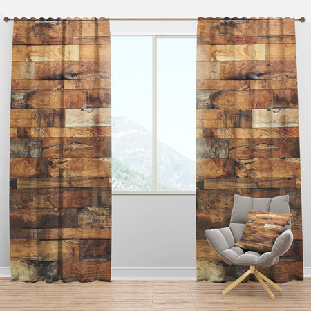 Brown Wood Texture - Modern & Contemporary Curtain Panels