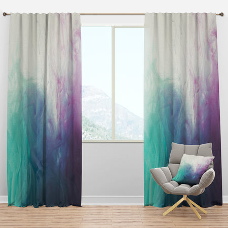 Cyan, Blue and Pink water in Ink Composition - Mid-Century Modern Curtain Panels