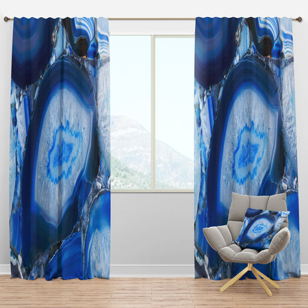 Blue Agate Geode - Mid-Century Modern Curtain Panels