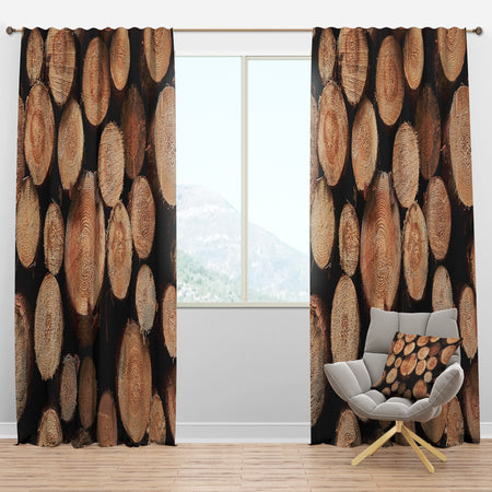 Concentric Circle of Firewod - Traditional Curtain Panels