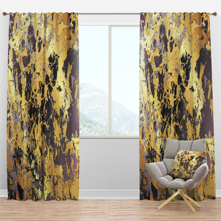 Golden Marble Composition - Modern & Contemporary Curtain Panels