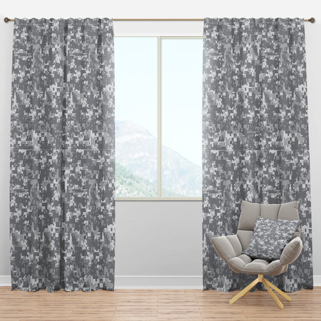 Grey Pixelation - Modern & Contemporary Curtain Panels