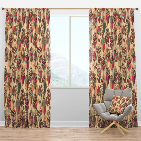Retro Autum Flowers - Floral Curtain Panels