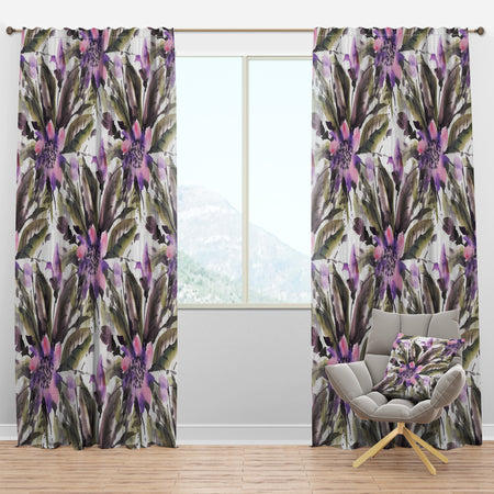 Seamless pattern with watercolor flowers - Traditional Curtain Panels