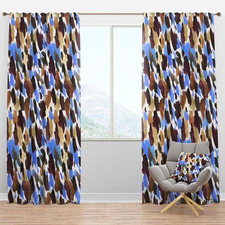 Burgundy, Blue and Brown Leopard - Modern & Contemporary Curtain Panels