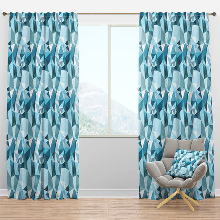 Plygonal Abstract Light Blue Geometry - Abstract Curtain Panels