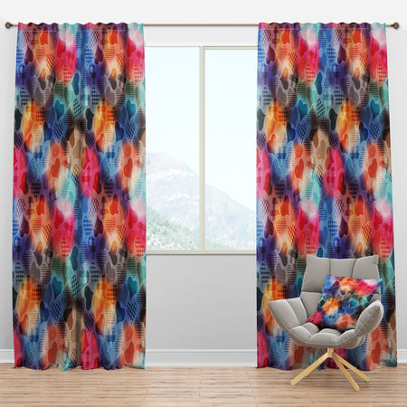 Floating Hearts with Squared Pattern - Modern & Contemporary Curtain Panels