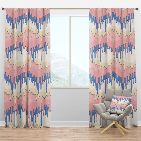 Melted chocolate in pink, blue and beige - Mid-Century Modern Curtain Panels
