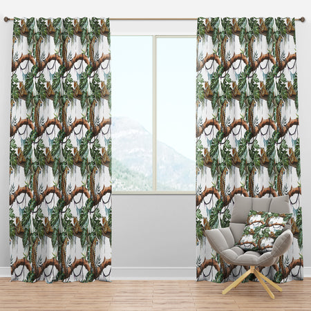 Leopard Resting on Brench Watercolor - Animals Curtain Panels
