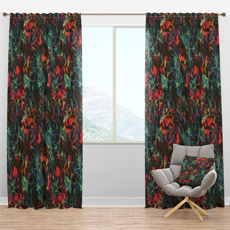Superimposed blend of Herbs Flowers Leaves and Berries - Traditional Curtain Panels