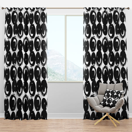 Hand Painted Black Circles on White - Modern & Contemporary Curtain Panels