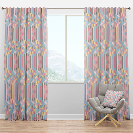 Colorful Geometry in Pink, Blue, Yellow and Black - Modern & Contemporary Curtain Panels