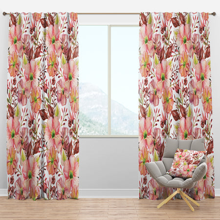 Floral Botanical Retro II - Mid-Century Modern Curtain Panels