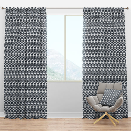 Retro Abstract Flower Design IV - Mid-Century Modern Curtain Panels