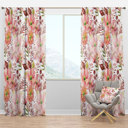 Floral Botanical Retro III - Mid-Century Modern Curtain Panels