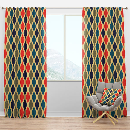 Retro Ornamental Design VI - Mid-Century Modern Curtain Panels