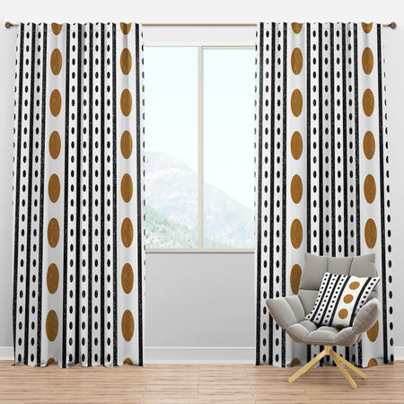 Retro Geometrical Abstract Minimal Pattern VII - Mid-Century Modern Curtain Panels