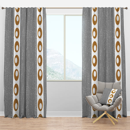 Vertical Retro Geometrical Pattern I - Mid-Century Modern Curtain Panels