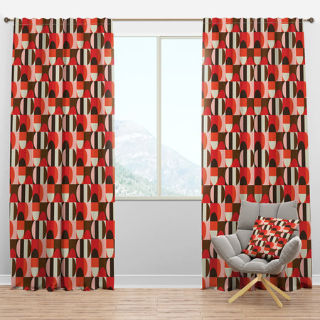 Retro Geometric Design II - Mid-Century Modern Curtain Panels
