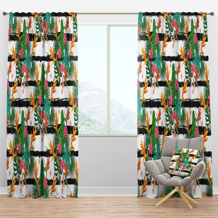 Retro Tropical Leaves II - Mid-Century Modern Curtain Panels