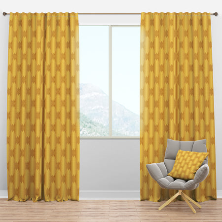 Golden Geometric I - Mid-Century Modern Curtain Panels