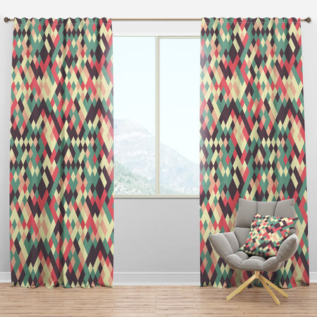 Retro Square Design IV - Mid-Century Modern Curtain Panels