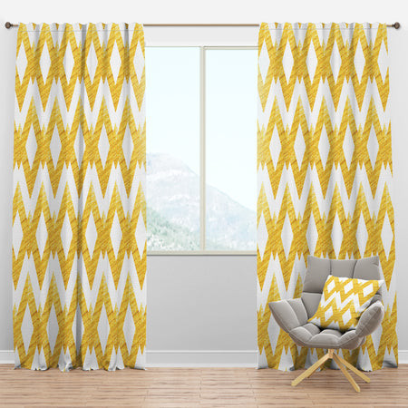 Gold glittering lines pattern - Mid-Century Modern Curtain Panels