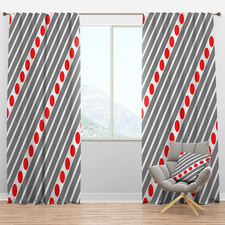 Retro Geometrical Abstract Minimal Pattern XI - Mid-Century Modern Curtain Panels