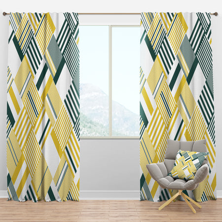 Abstract Diagonal Stripe Pattern - Mid-Century Modern Curtain Panels