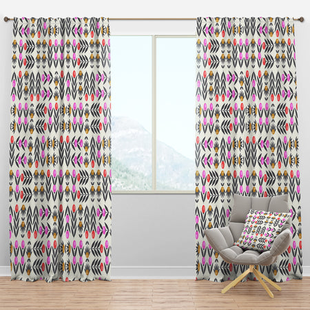 Retro Abstract Floral Design XI - Mid-Century Modern Curtain Panels
