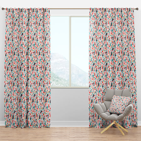 Retro Abstract Pattern Design II - Mid-Century Modern Curtain Panels