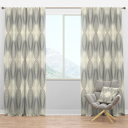 Monochrome Geometric Pattern X - Mid-Century Modern Curtain Panels