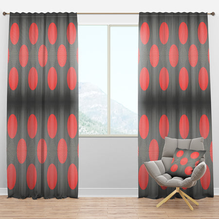Modern Circle and Line Geometric Pattern - Mid-Century Modern Curtain Panels