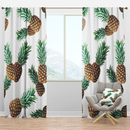 Pineapple Summer Bliss V - Mid-Century Modern Curtain Panels
