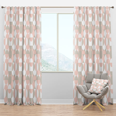 Retro Circular Pattern III - Mid-Century Modern Curtain Panels
