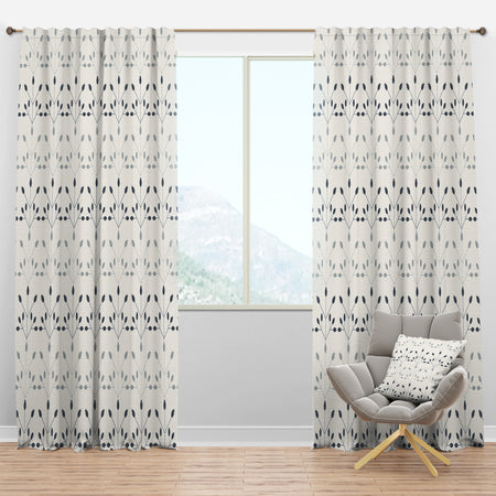 Floral Retro Botanical Pattern I - Mid-Century Modern Curtain Panels