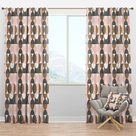 Retro Circular Pattern IV - Mid-Century Modern Curtain Panels