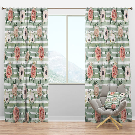 Floral Retro Pattern V - Mid-Century Modern Curtain Panels