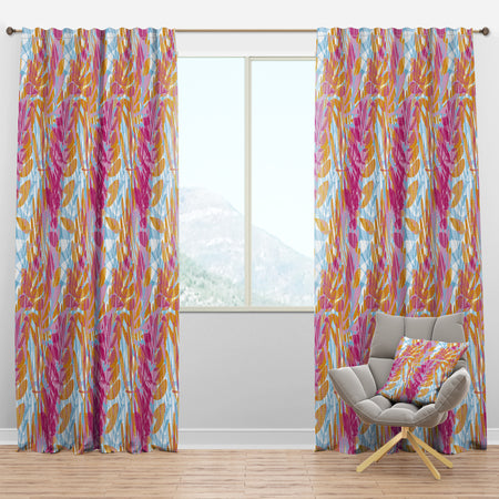 Retro Floral Pattern III - Mid-Century Modern Curtain Panels