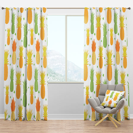 Pineapple Summer Bliss II - Mid-Century Modern Curtain Panels