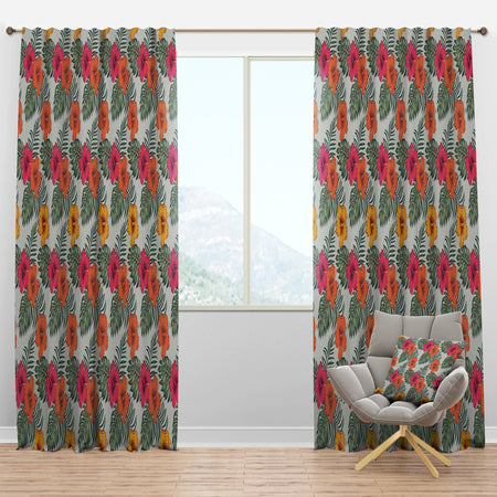 Retro tropical Leaves III - Mid-Century Modern Curtain Panels