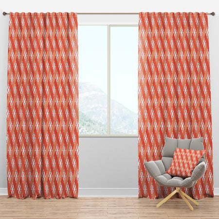 Retro Checkered Pattern I - Mid-Century Modern Curtain Panels