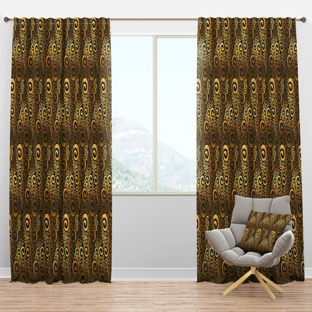 Gold And Black Swirl I - Mid-Century Modern Curtain Panels