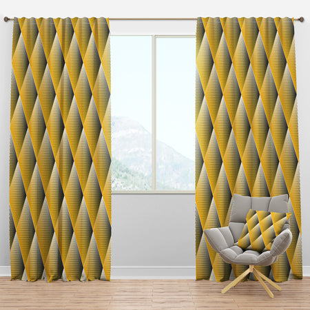 Rhombus Retro Geometric - Mid-Century Modern Curtain Panels