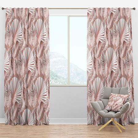 Golden Tropical Pattern IV - Mid-Century Modern Curtain Panels
